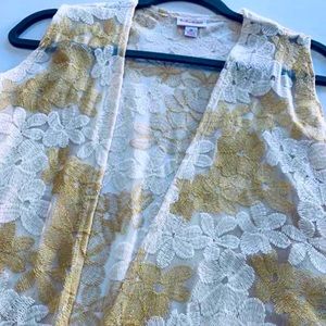 Beautiful LuLaRoe ivory/cream lace “Joy” duster vest.